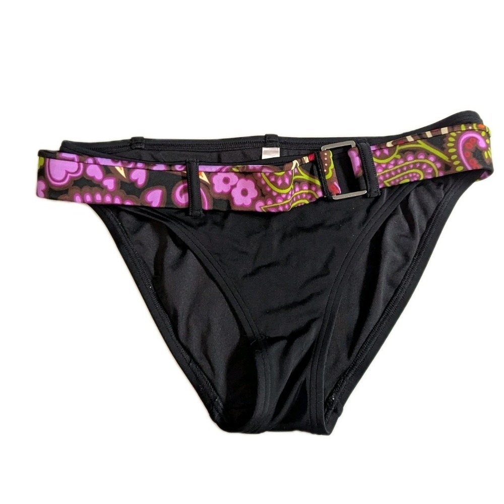 Vintage Y2K Victoria's Secret Belted Bikini Bottoms - Size Small - Paisley Print